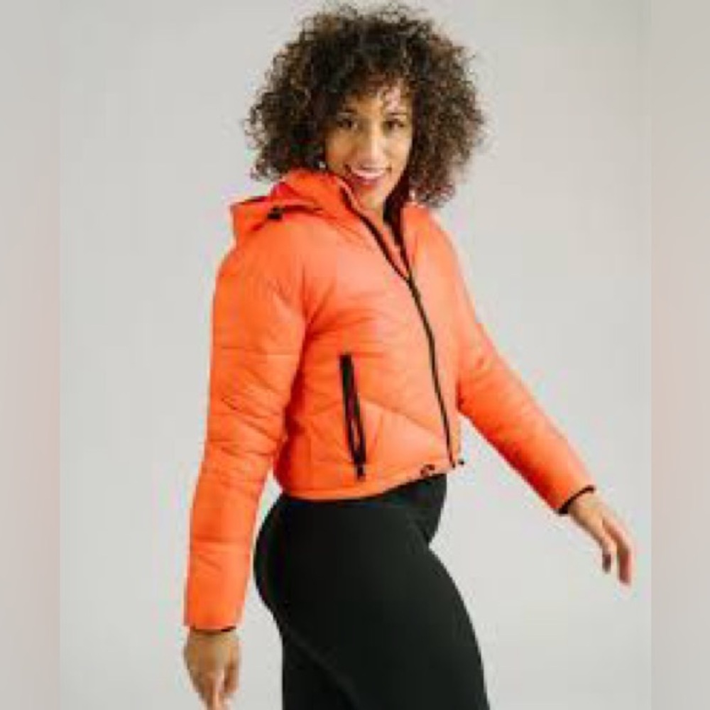 Zyia Active Women's Zermatt Puffy Full-Zip Coat DM3 Orange Bomber Coat
